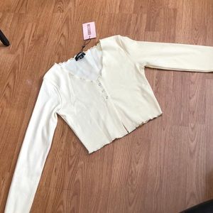 missguided cream button up cardigan sweater long sleeve top